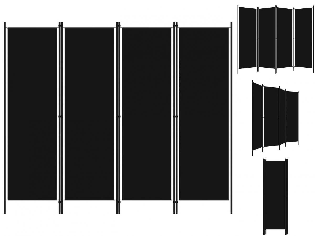 vidaXL Raumteiler Paravent Trennwand Spanische Wand 4-tlg Raumteiler Schwarz 200x180 cm