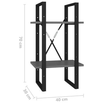 vidaXL Bücherregal Bücherregal 2 Fächer Grau 40x30x70 cm Holzwerkstoff, 1-tlg.