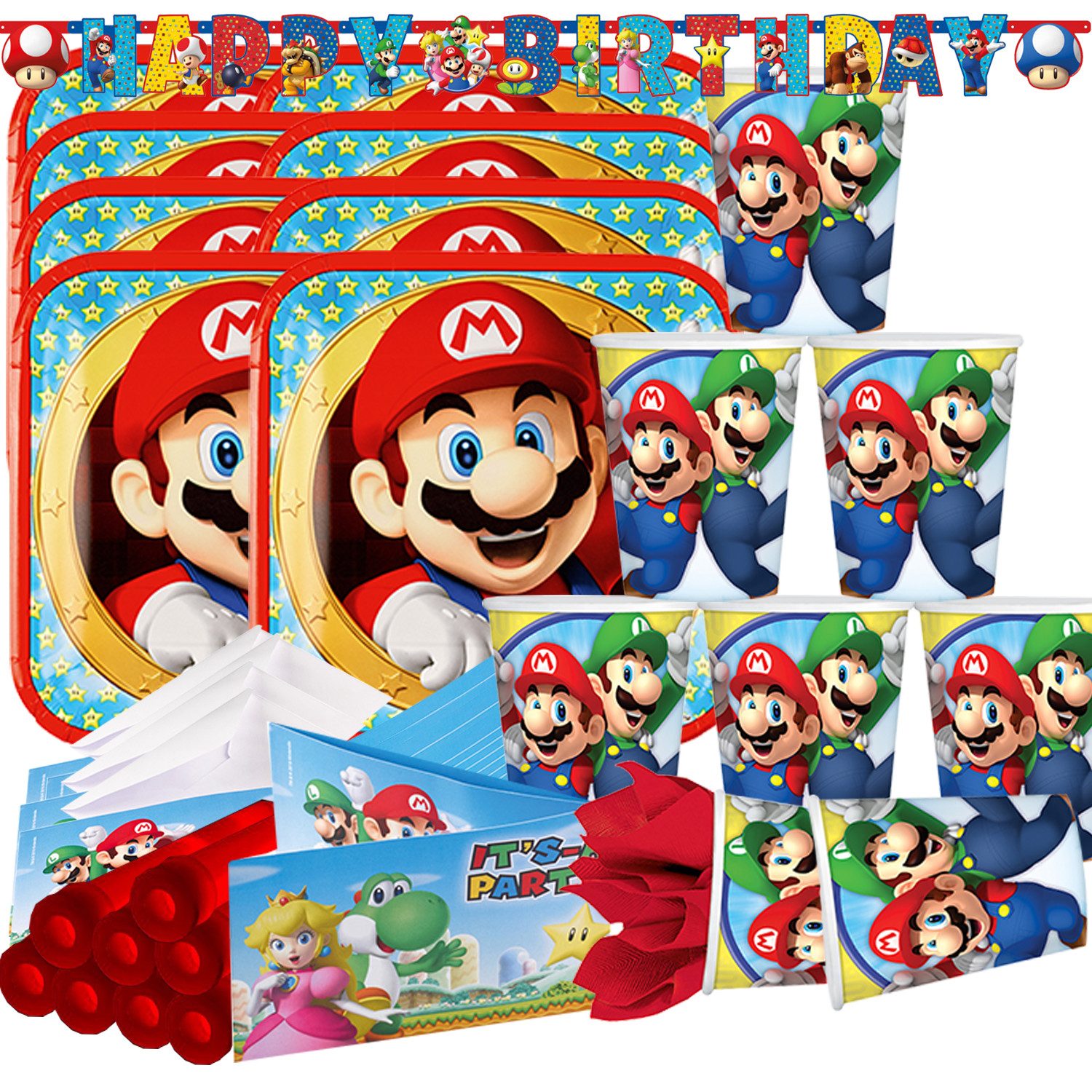 Riethmüller Papierdekoration Super Mario Party Deko Set für Kindergeburtstage
