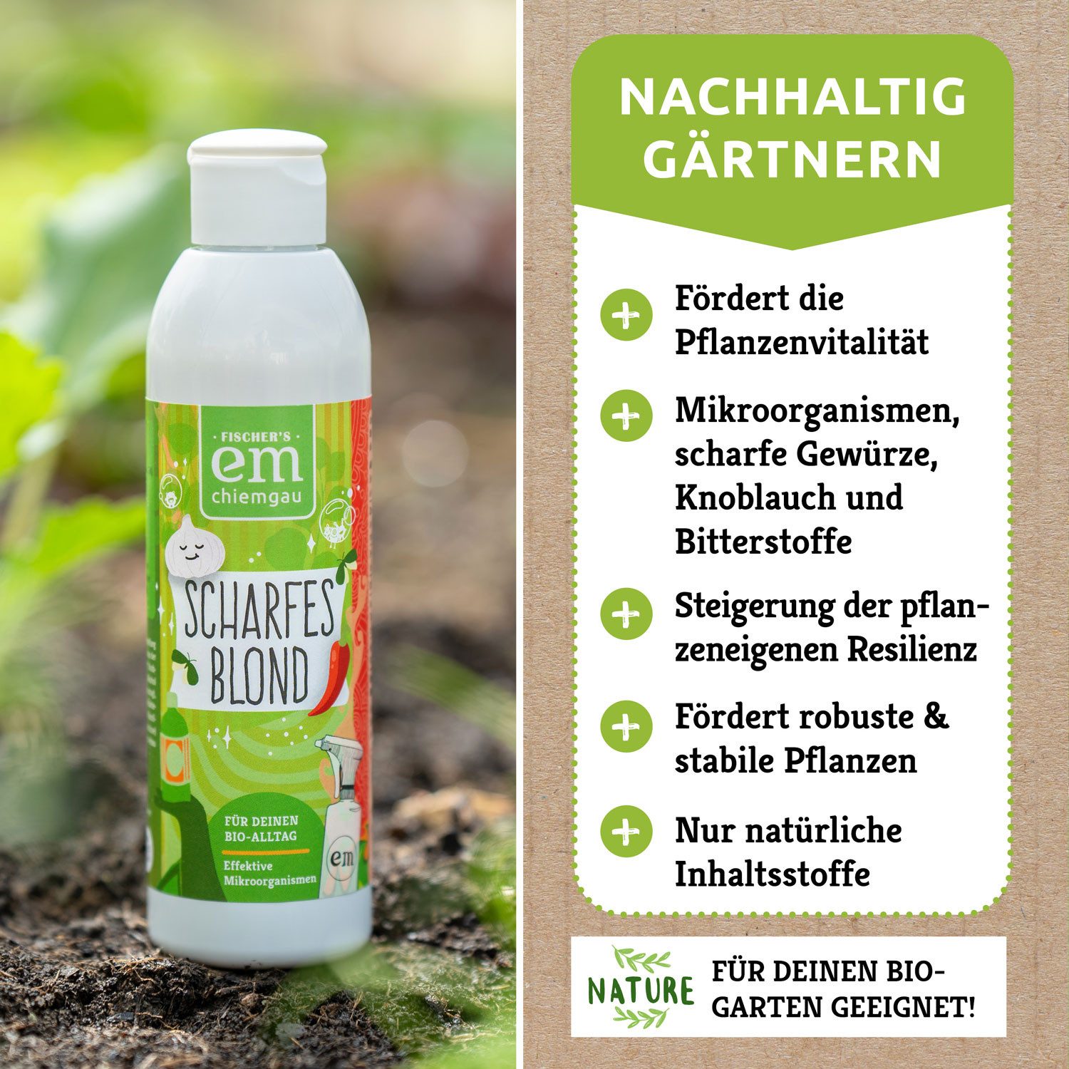 Fischer's EM-Chiemgau Pflanzenstärkungsmittel Scharfes Blond Pflanzenhilfsmittel, Unterstützt die Vitalität des Pflanzenbestands