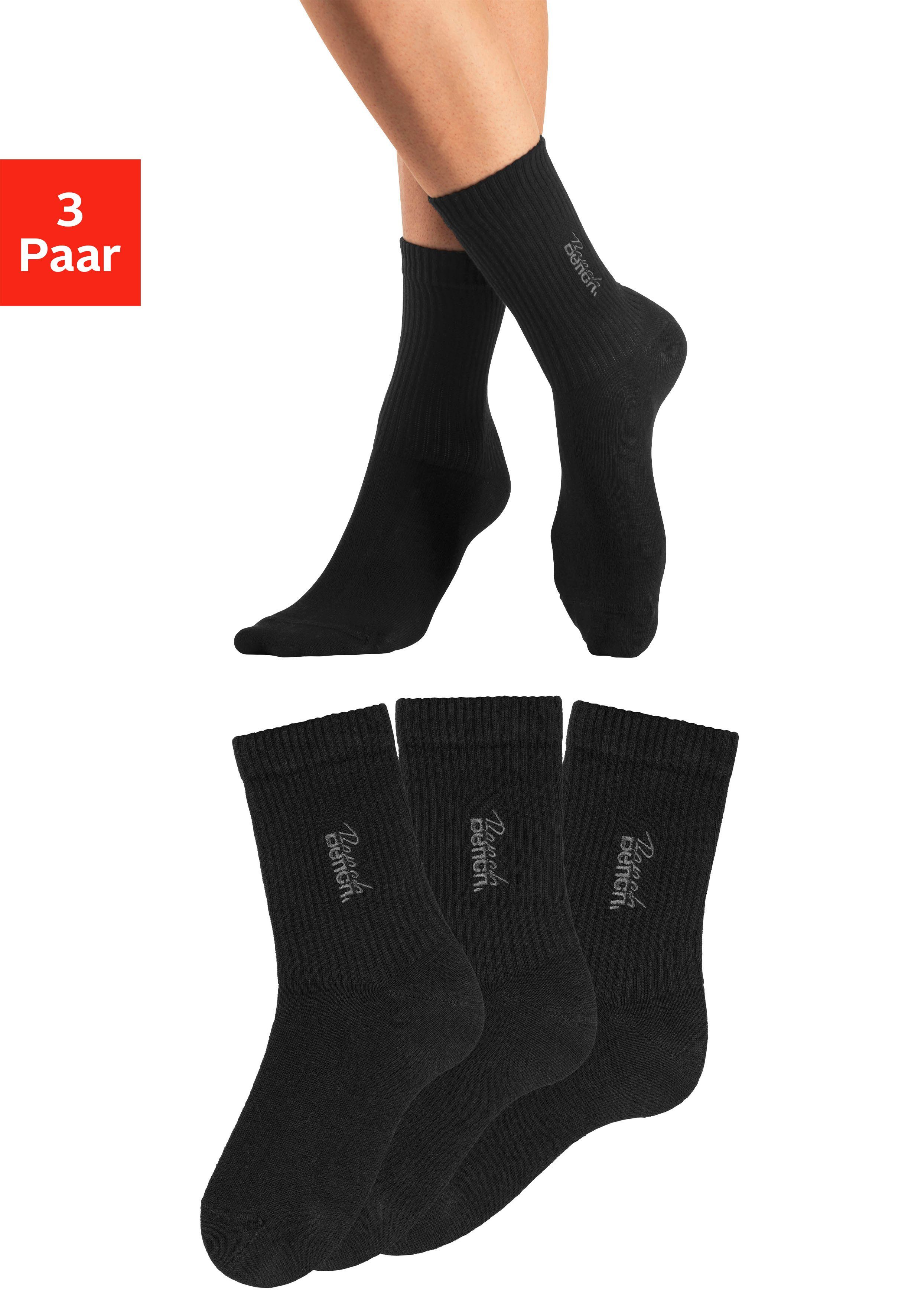 Bench. Basicsocken Damensocken hochgeripptes Bündchen (Packung, 3-Paar, Gr. 35-38 bis 39-42) mit Bench Logo Stickerei