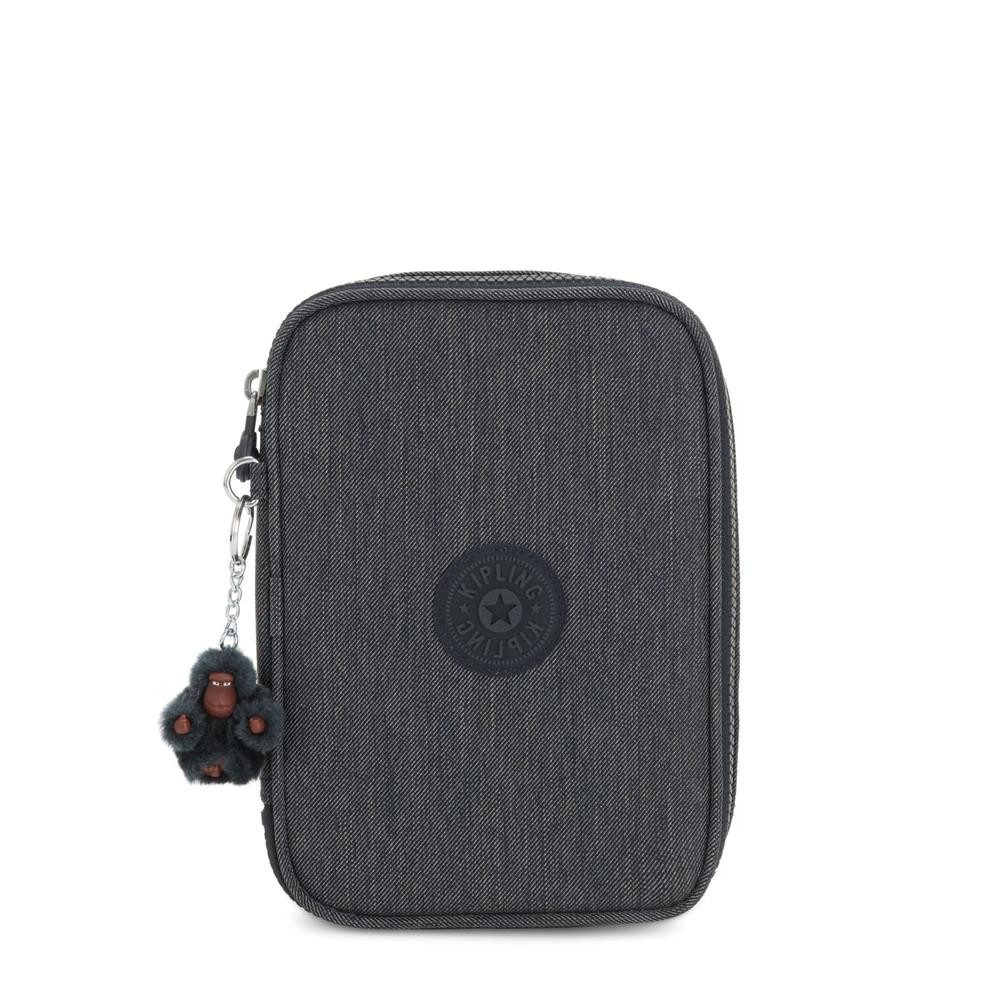 KIPLING Federmäppchen 100 PENS, Große Federmappe, Stifte Etui, Marine Navy (blau)