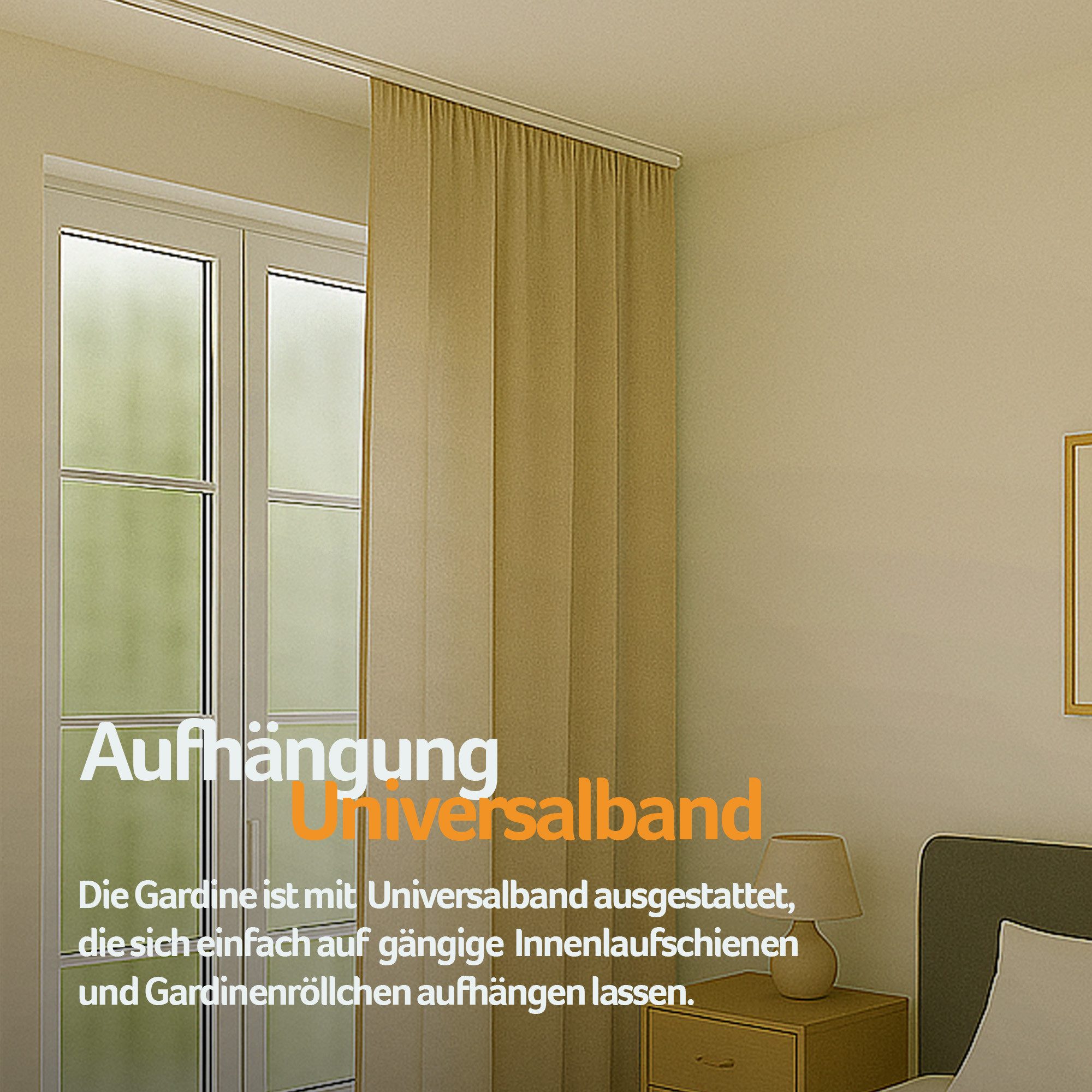 Bestlivings Vorhang "Ellen" mit Universalband (1 St), Kräuselband, blickdicht, Mikrofaser satinähnlich, einfarbig, waschbar bei 30°C, meist bügelfrei