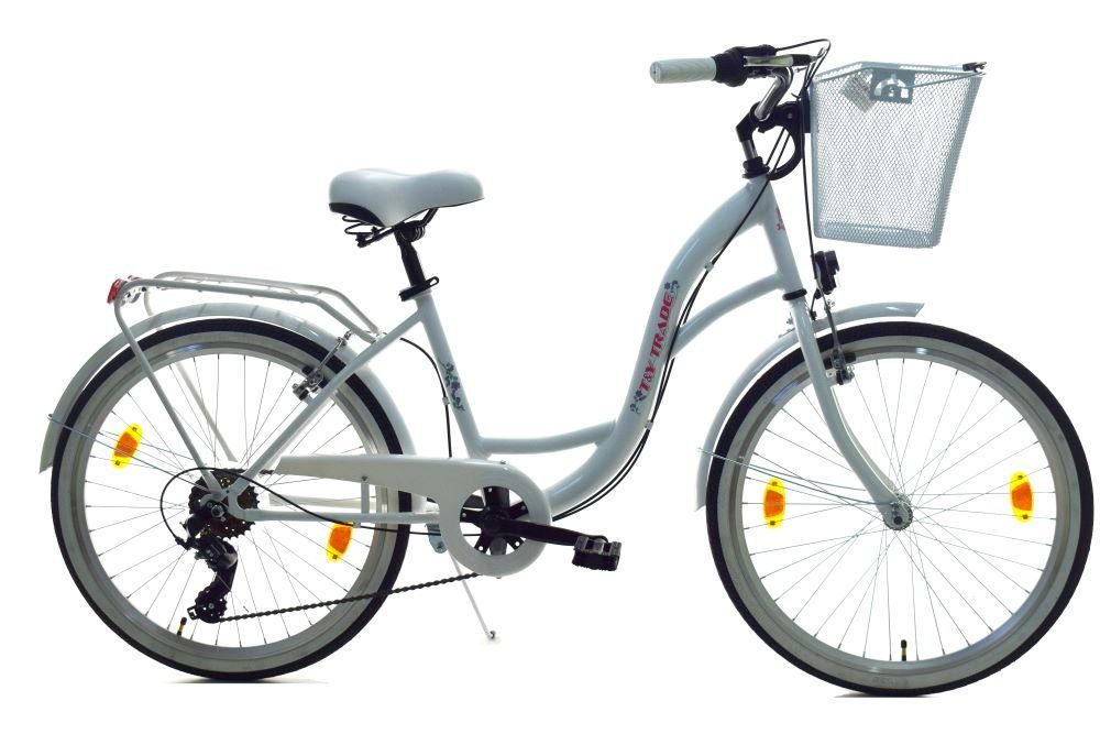 Cityrad 24 Zoll Kinder Mädchen City Fahrrad Bike Rad Reflex Weiß Shimano 6 Gag