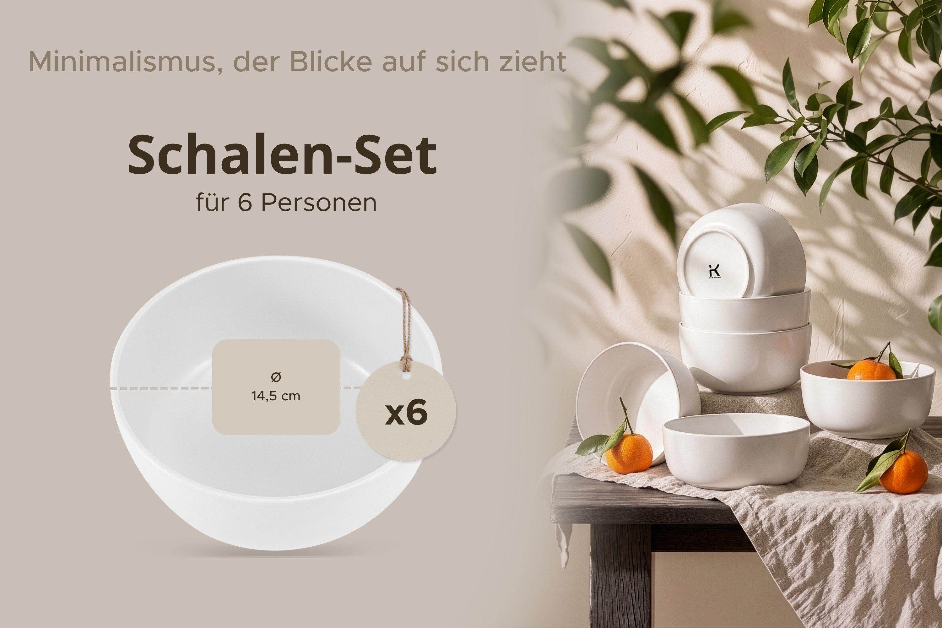 KONSIMO® Müslischale VICTO Schüssel-Set hergestellt in der EU, Steingut, (6-Personen Set, 6-tlg), spülmaschinengeeignet, mikrowellengeeignet, 6x Schale – Bild 5 von 5