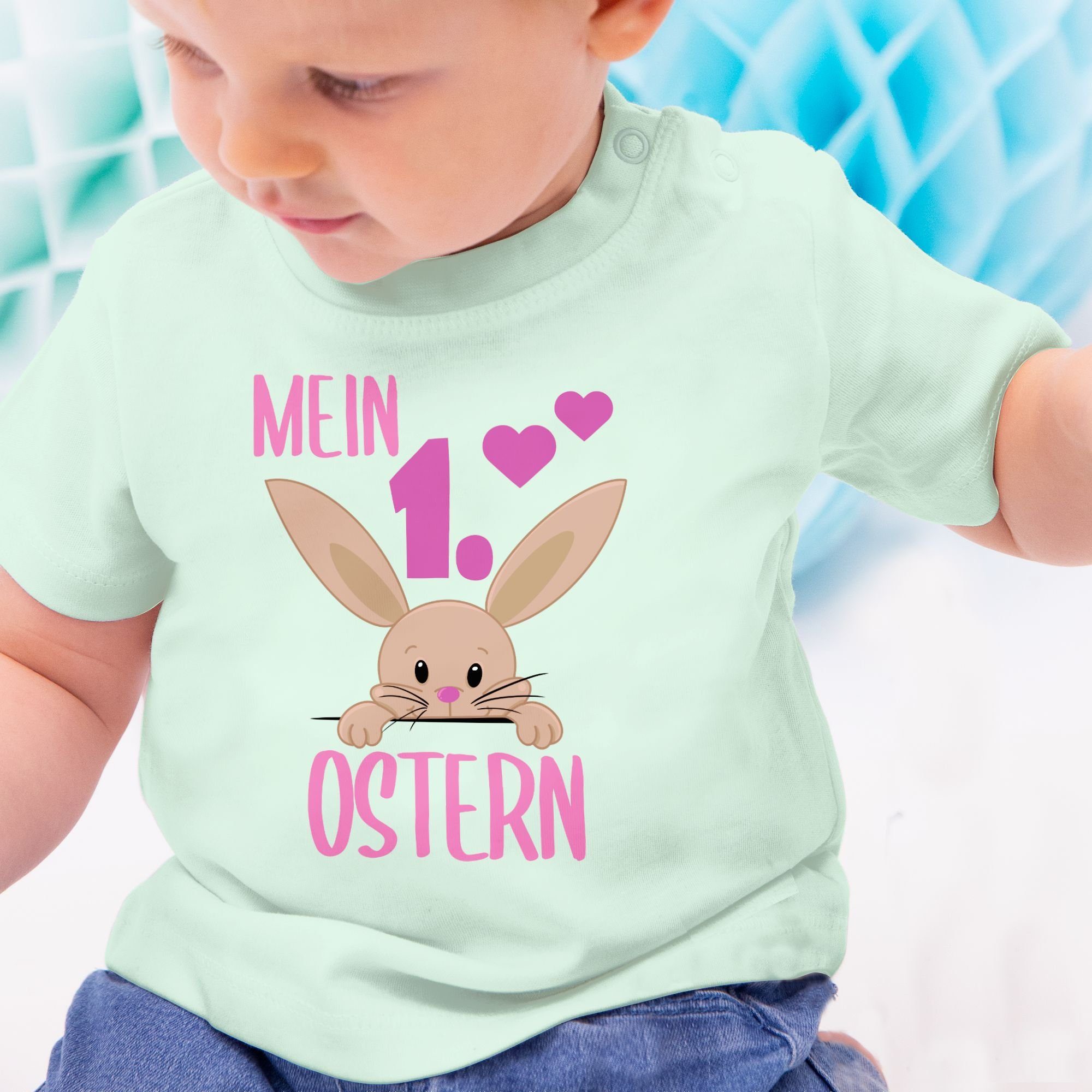 T-Shirt Ostergeschenke Mein Hase Mintgrün Ostern süßer Shirtracer 1. 2