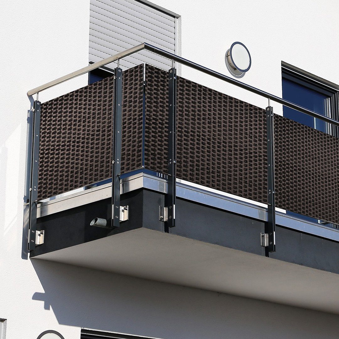 dynamic24 Balkonsichtschutz Polyrattan PVC Sichtschutzmatte 300x90 günstig online kaufen