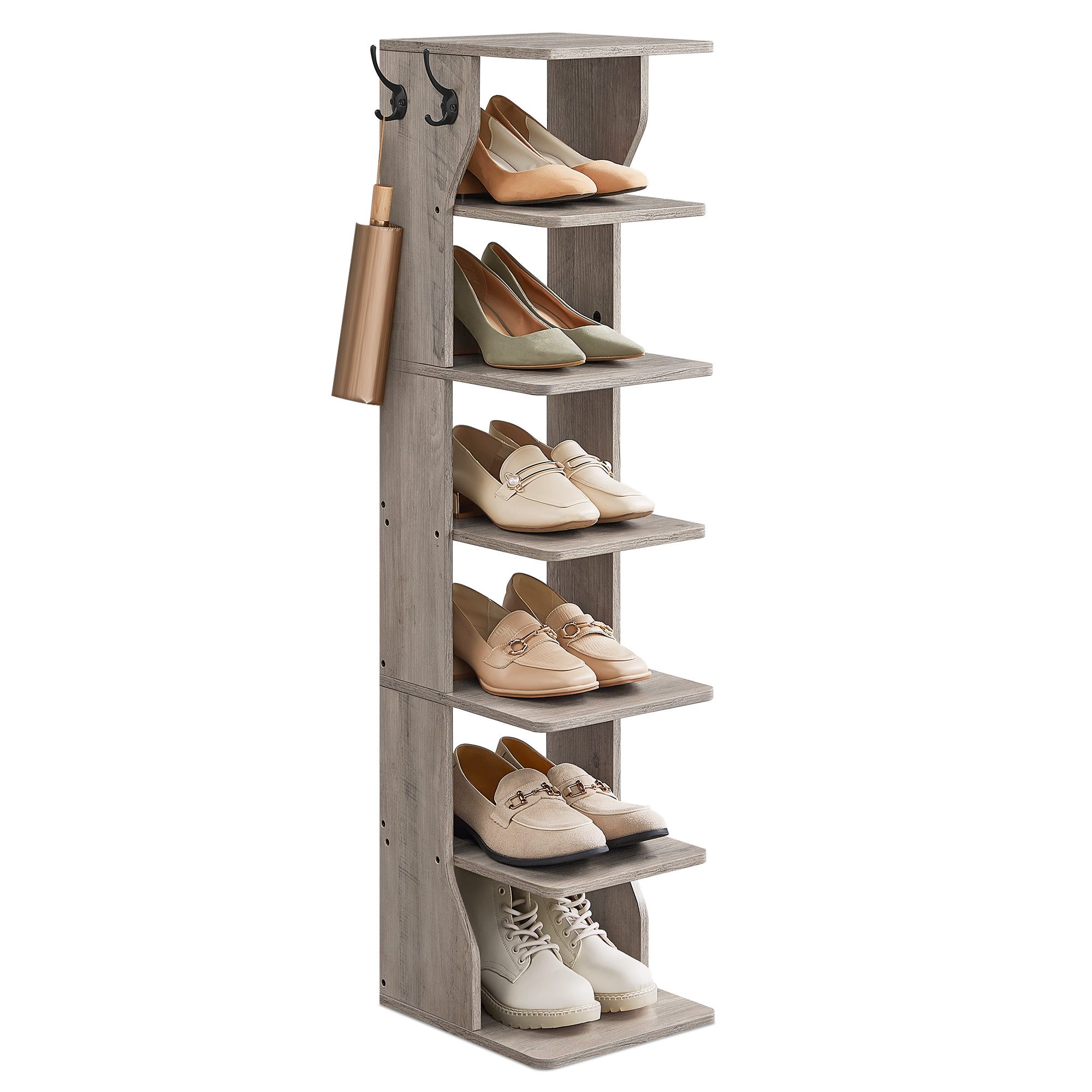 VASAGLE Schuhregal Standregal, platzsparend, Greige meliert/beige, Gr. 26.4 cm x 110.4 cm