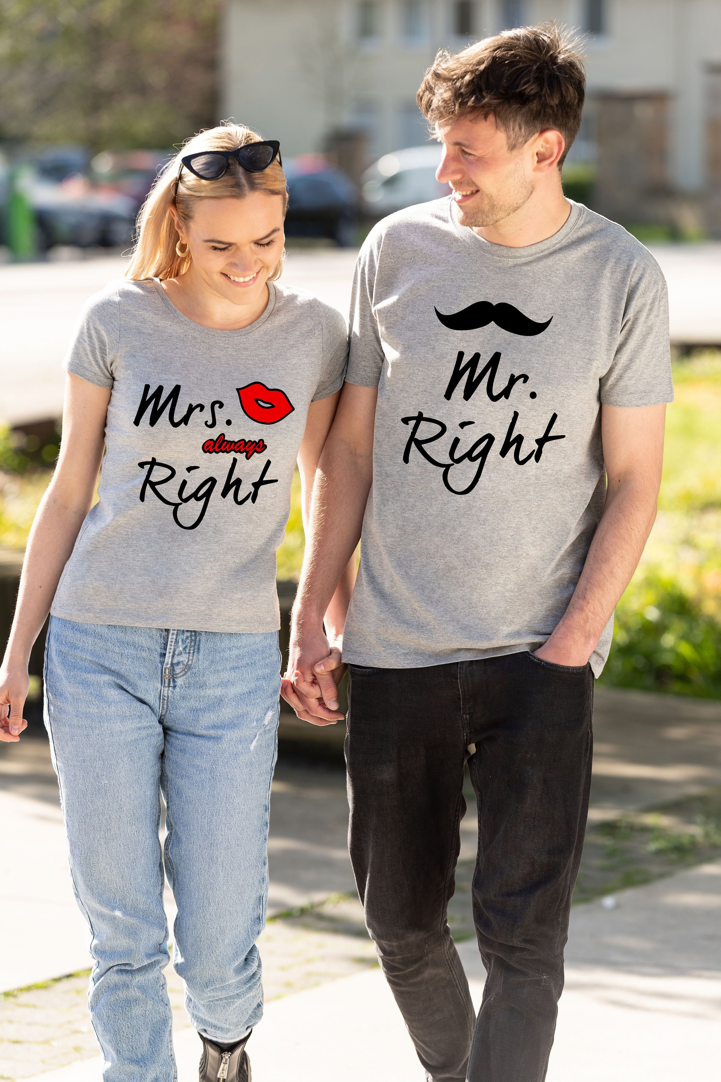 Youth Designz T-Shirt Mr. Right & Mrs. Always Right Partner T-Shirt für Pärchen