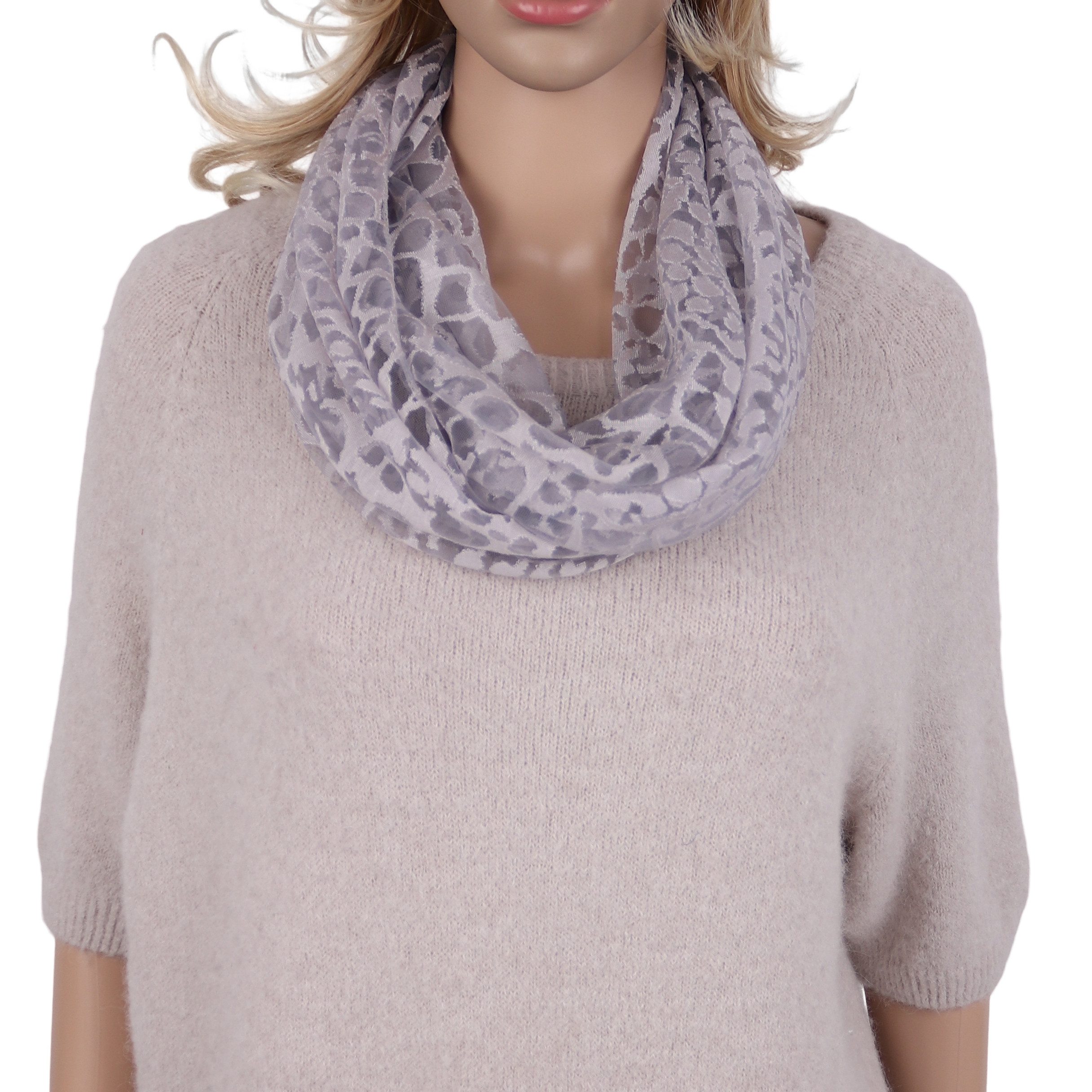 MIRROSI Loop Damen Schal Unifarbe HALBTRANSPARENT, Netzleo Muster, Schlauchschal, (ca.156x38cm, zwiemal um den Hals wickelbar), sehr leicht und angenehm zu tragen