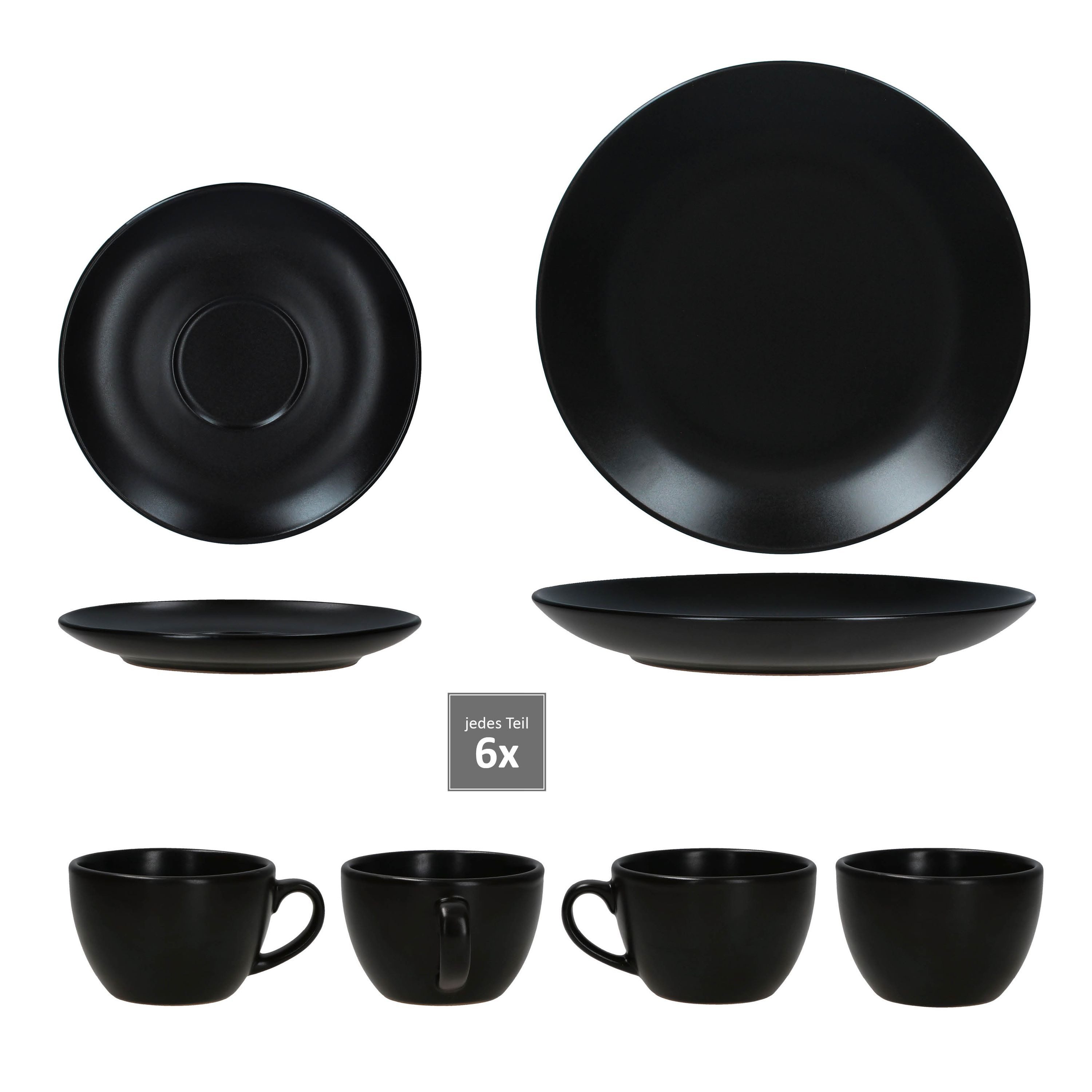 MamboCat Kaffeeservice 18tlg Kaffeeservice Panther schwarz Steingut 6 Personen, Steingut – Bild 5 von 5