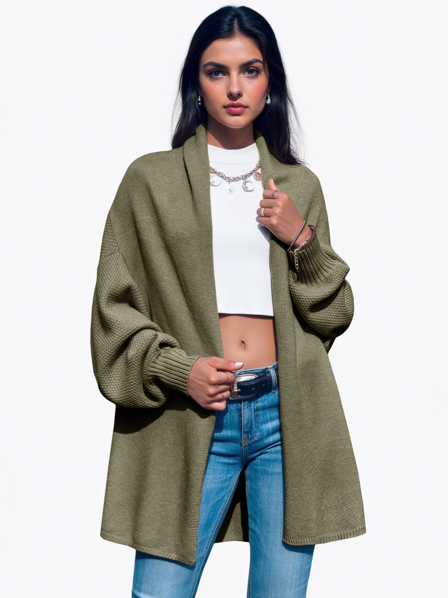 Imily Bela Cardigan Damen Lange Strickjacken mit Fledermausärmeln (Packung, günstig online kaufen