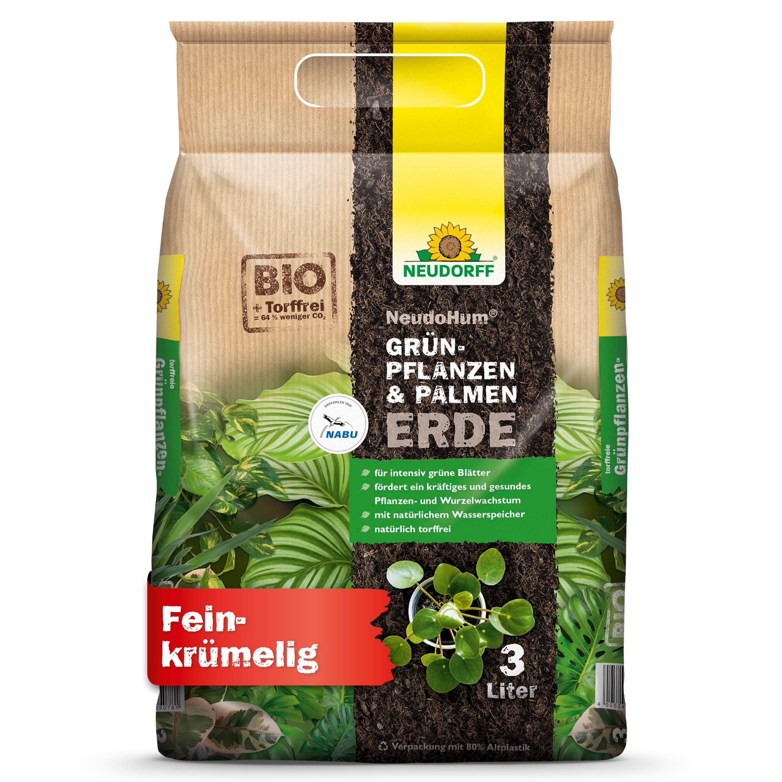 Pflanzerde NeudoHum Grünpflanzen- & PalmenErde 3 Liter