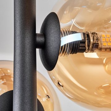 hofstein Deckenleuchte Deckenlampe aus Metall/Glas in Schwarz/Bernstein, ohne Leuchtmittel, Leuchte mit Schirmen aus Glas (12 cm), 8 x G9, ohne Leuchtmittel