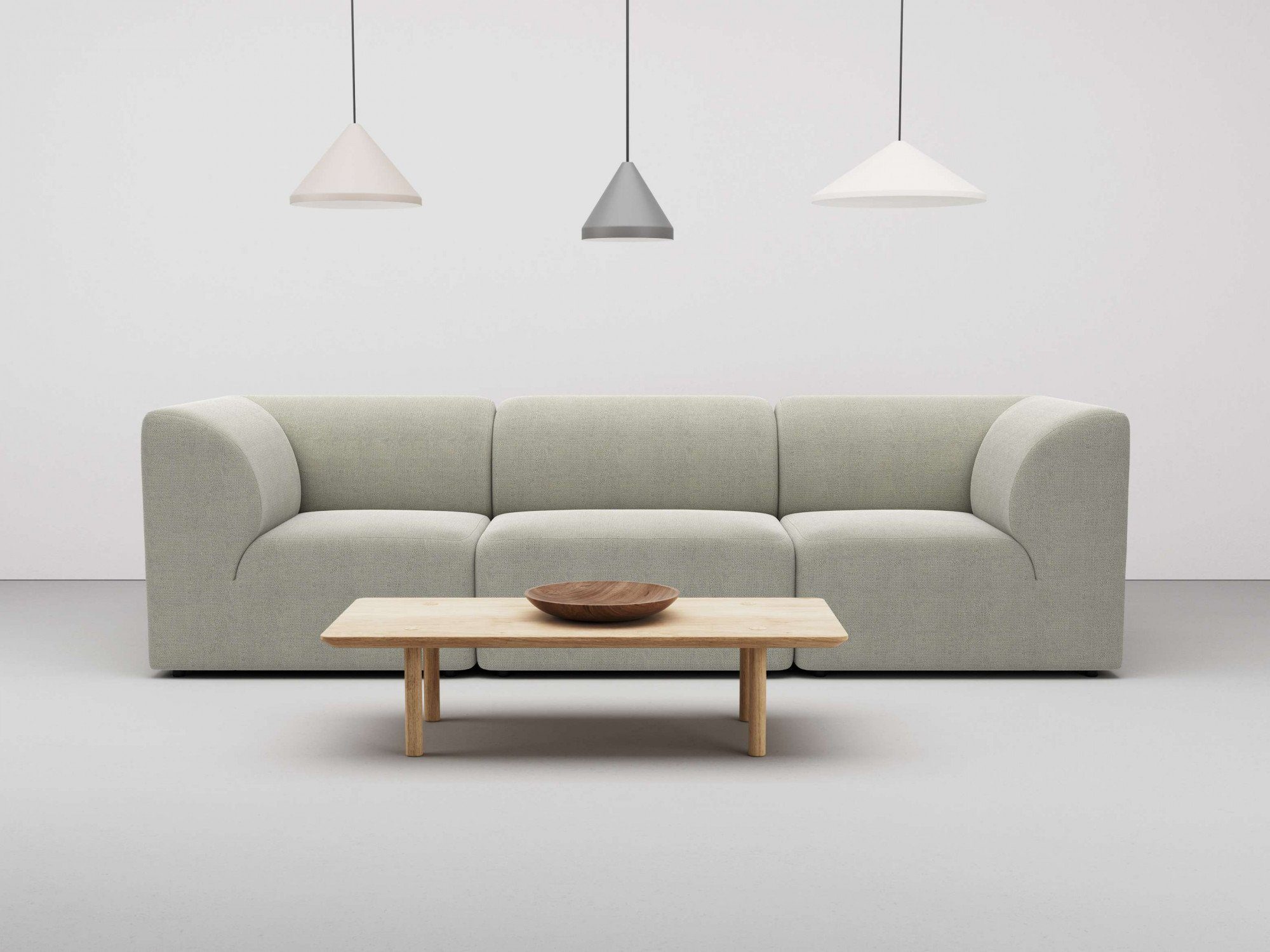 by Home Sofa, modulares Floria, in trendigen 3-Sitzer Komfortschaum-Polsterung mit Gercke LeGer Lena Farben,