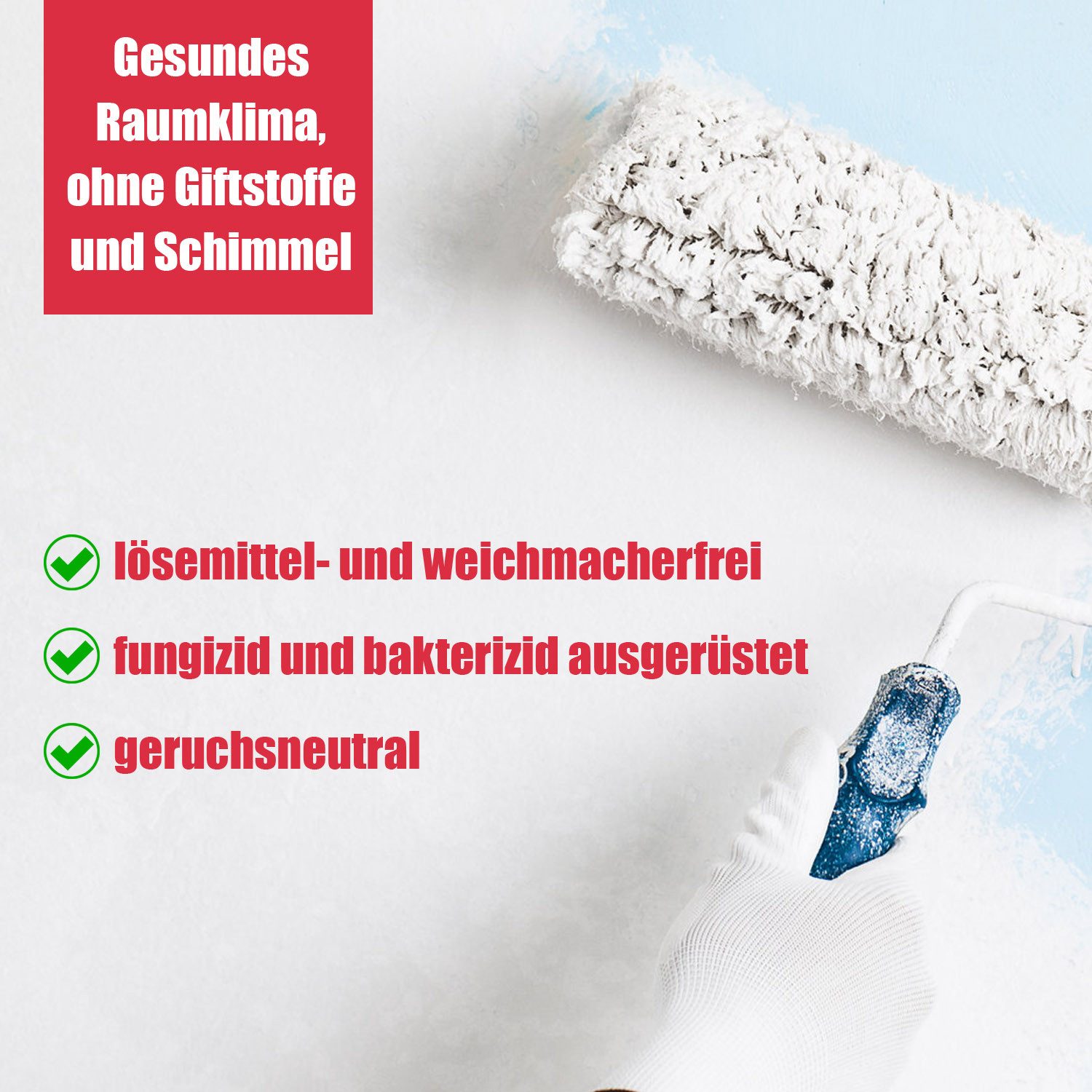 DICHTON Wand- und Deckenfarbe D.49W Anti Schimmel Farbe in matt weiß oder tönbar, weiß matt, Feuchtraumfarbe, Antischimmelfarbe