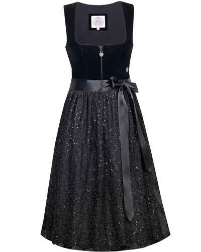 MarJo Dirndl 'Tiffany' mit Spitzenschürze 697358, Schwarz 58cm