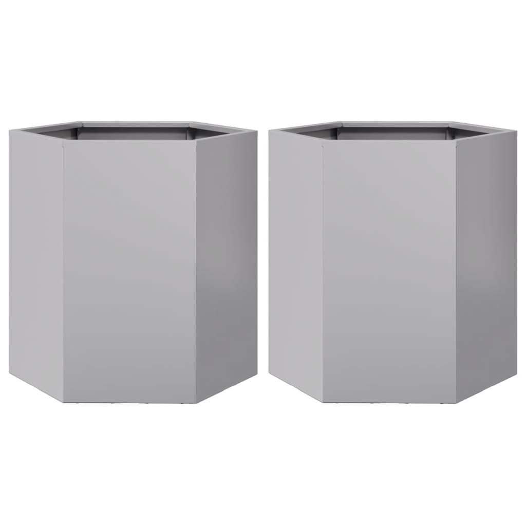 vidaXL Blumentopf Garten-Pflanzgefäße 2Stk.Sechseckig 46x40x45cm Verzinkter günstig online kaufen