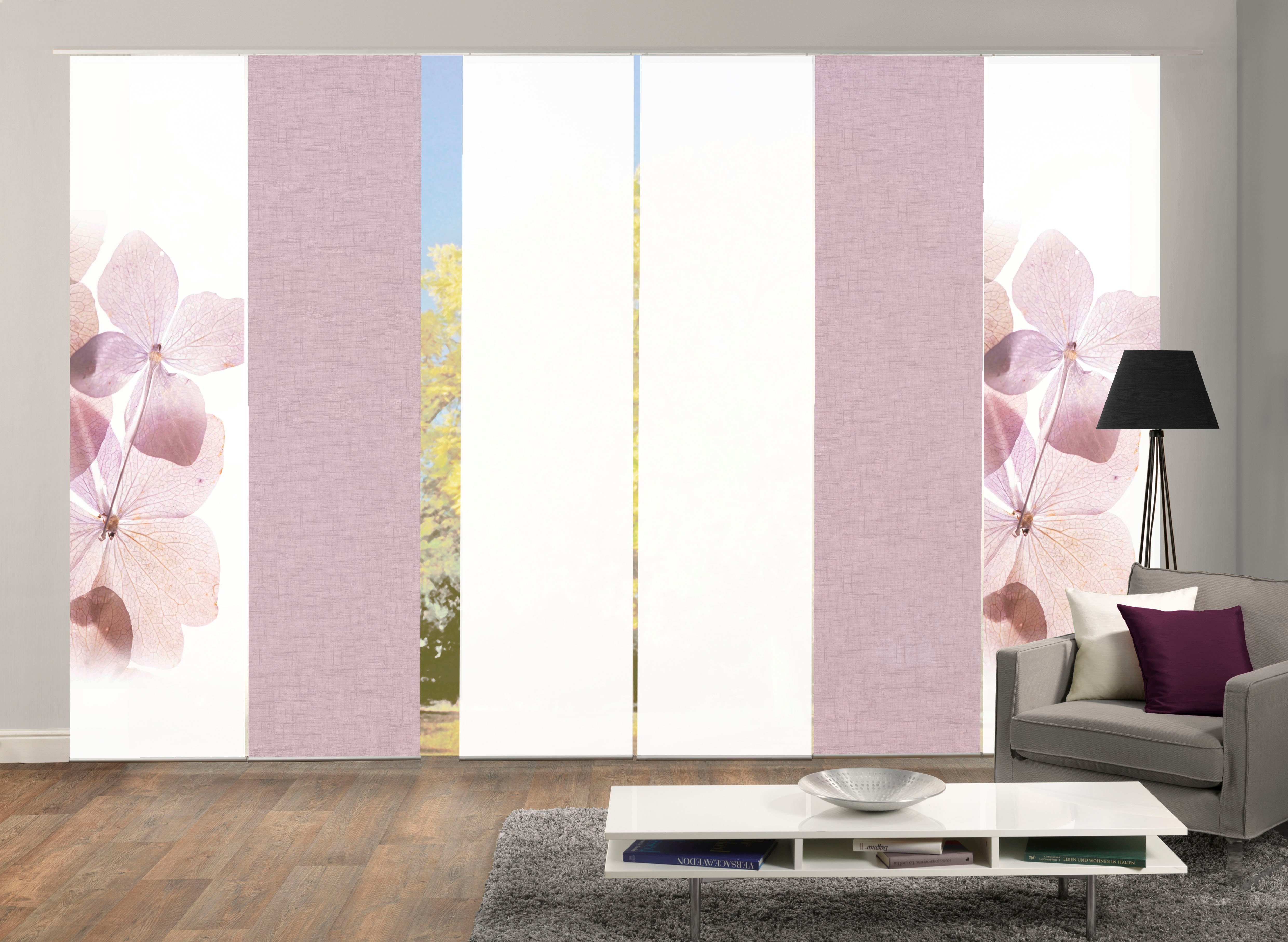 HOME WOHNIDEEN Schiebegardine BONITA 6er SET (6 St), Paneelwagen, blickdicht, Schiebevorhang Digidruck 6er Set BONITA