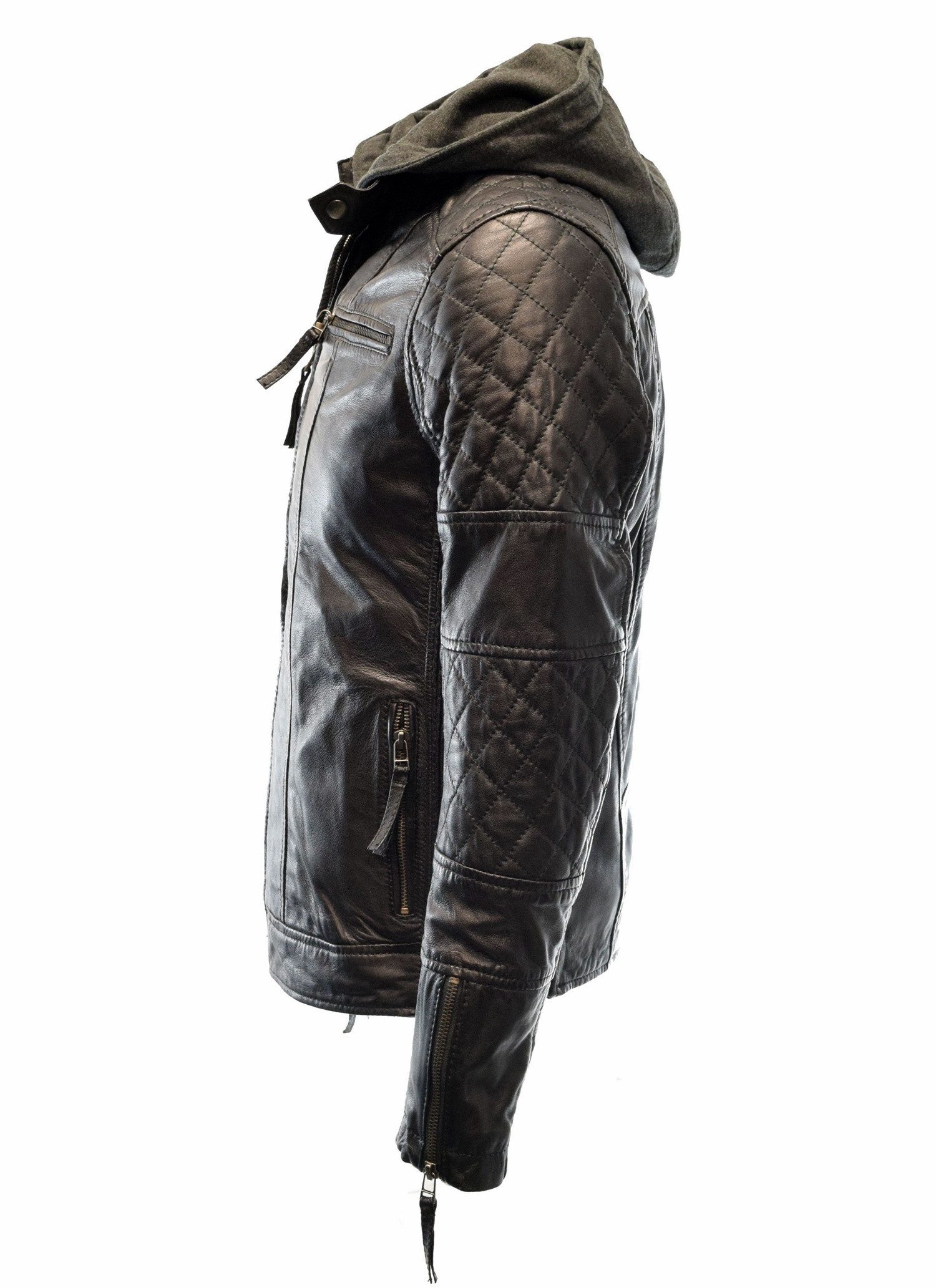 Zimmert Leather Lederjacke Alex II gesteppt, washed, abnembare Kapuze, Schw günstig online kaufen