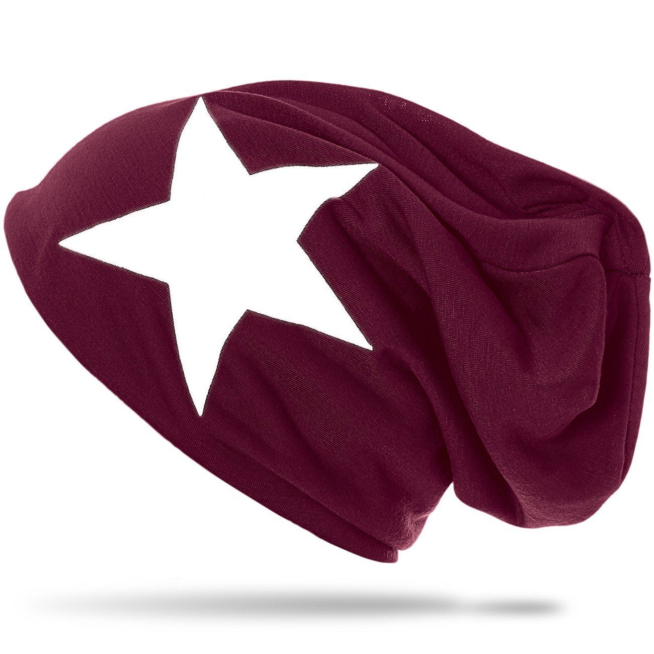 Beanie MU069 klassiche leichte Unisex Mütze mit Stern Print