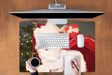 MuchoWow Gaming Mauspad Ein Porträt des Weihnachtsmanns, der einen roten Sack über der (1-St), Büro für Tastatur und Maus, Mousepad Gaming, 90x60 cm, XXL, Großes