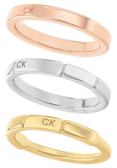 Calvin Klein Ring-Set Multipack Schmuck Edelstahl Fingerringe Ringset Damenringe SQUARES (Set, 3-tlg)