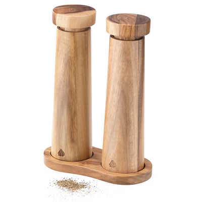 Navaris Gewürzmühle Salz und Pfeffer Mühle Set - Gewürzmühle Grinder Streuer mit Tablett, (3 Stück)