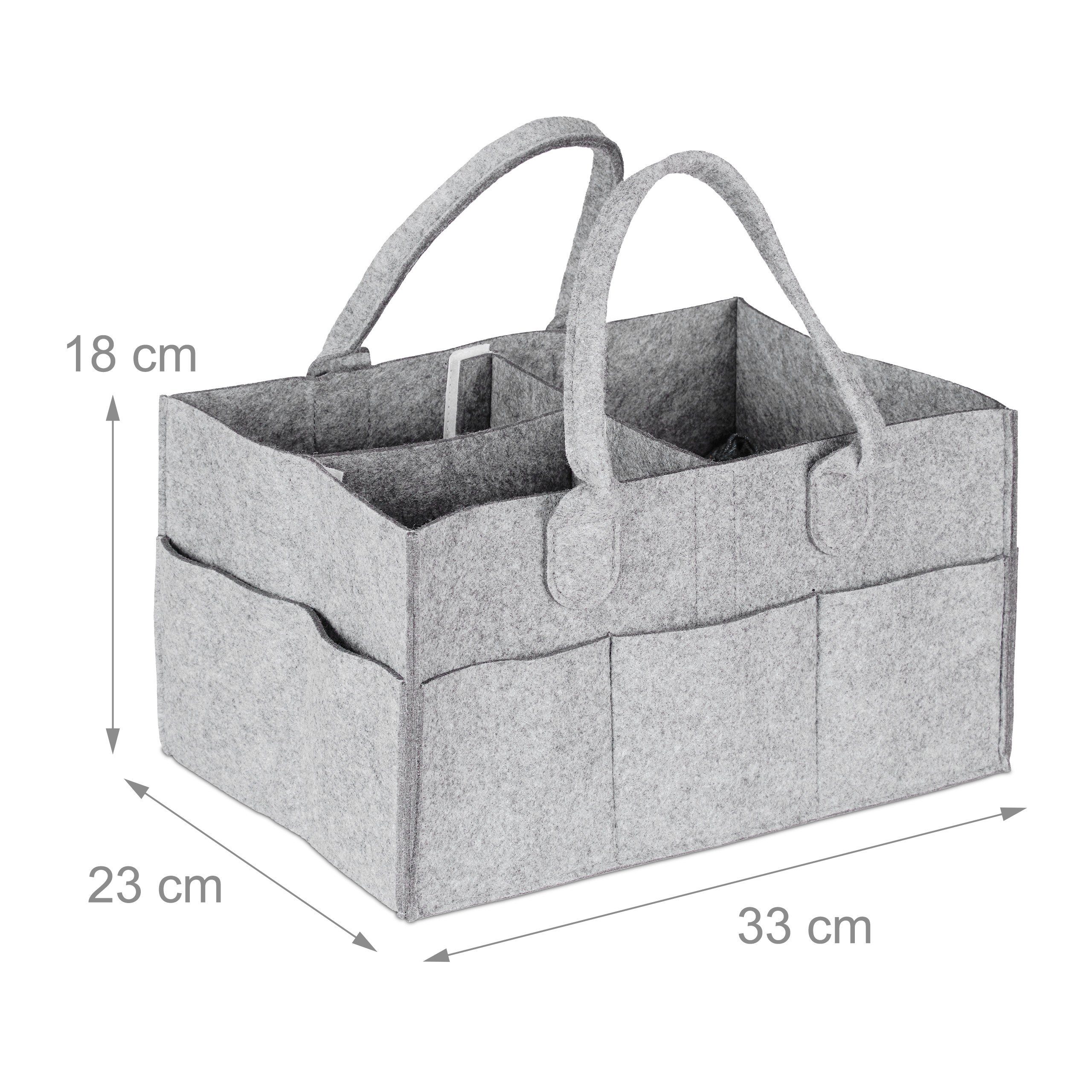 relaxdays Wickeltasche Baby Windel Caddy Filz (1-tlg), Hellgrau – Bild 4 von 5