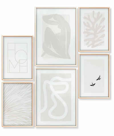Heimlich Poster Set als Wohnzimmer Deko, Bilder DINA3 & DINA4, Abstrakt Matisse Beige, Abstrakt