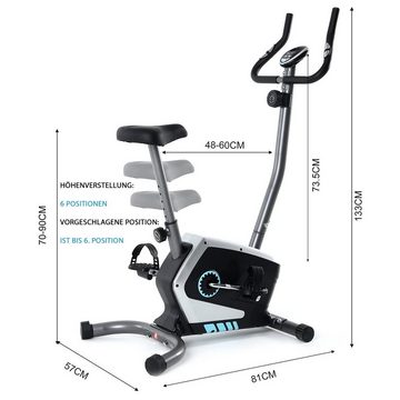 ISE Fitnessbike ISE Fitnessbike Speedbike Heimtrainer für zuhause, Trimmrad mit Pulssensoren & Computer 8 Widerstandsstufen Sattel verstellbar Schwungrad, Max. 120 kg SY-8801