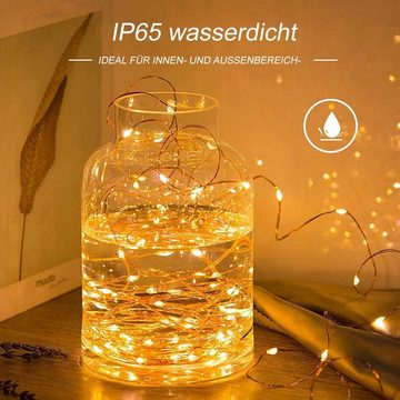 LANOR LED Solarleuchte Solar-Lichterketten, Lichtbänder, Leuchtstäbe, 12 M 100 Lichter, Mit Fernbedienung, LED-Lichterketten, Lichterketten für die Terrasse