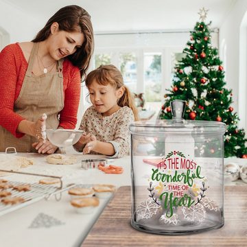 GRAVURZEILE Keksdose mit UV-Druck - It's the most wonderful Time of the Year, Glas, Handgefertigte Glasdose für Partner, Freunde & Familie zu Weihnachten
