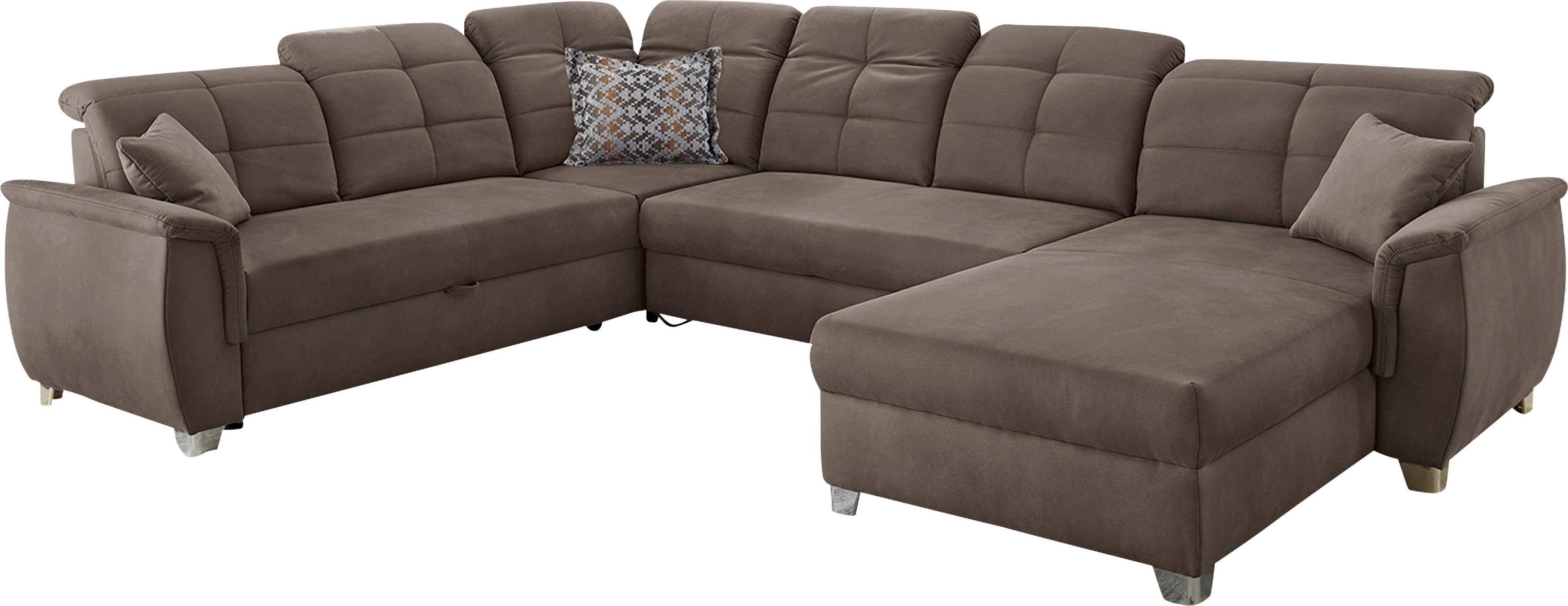 Jockenhöfer Gruppe Wohnlandschaft Livorno U-Form, B: 354 cm, mit Bettfunktion, Bettkasten, Kopfteilverstellung & Zierkissen