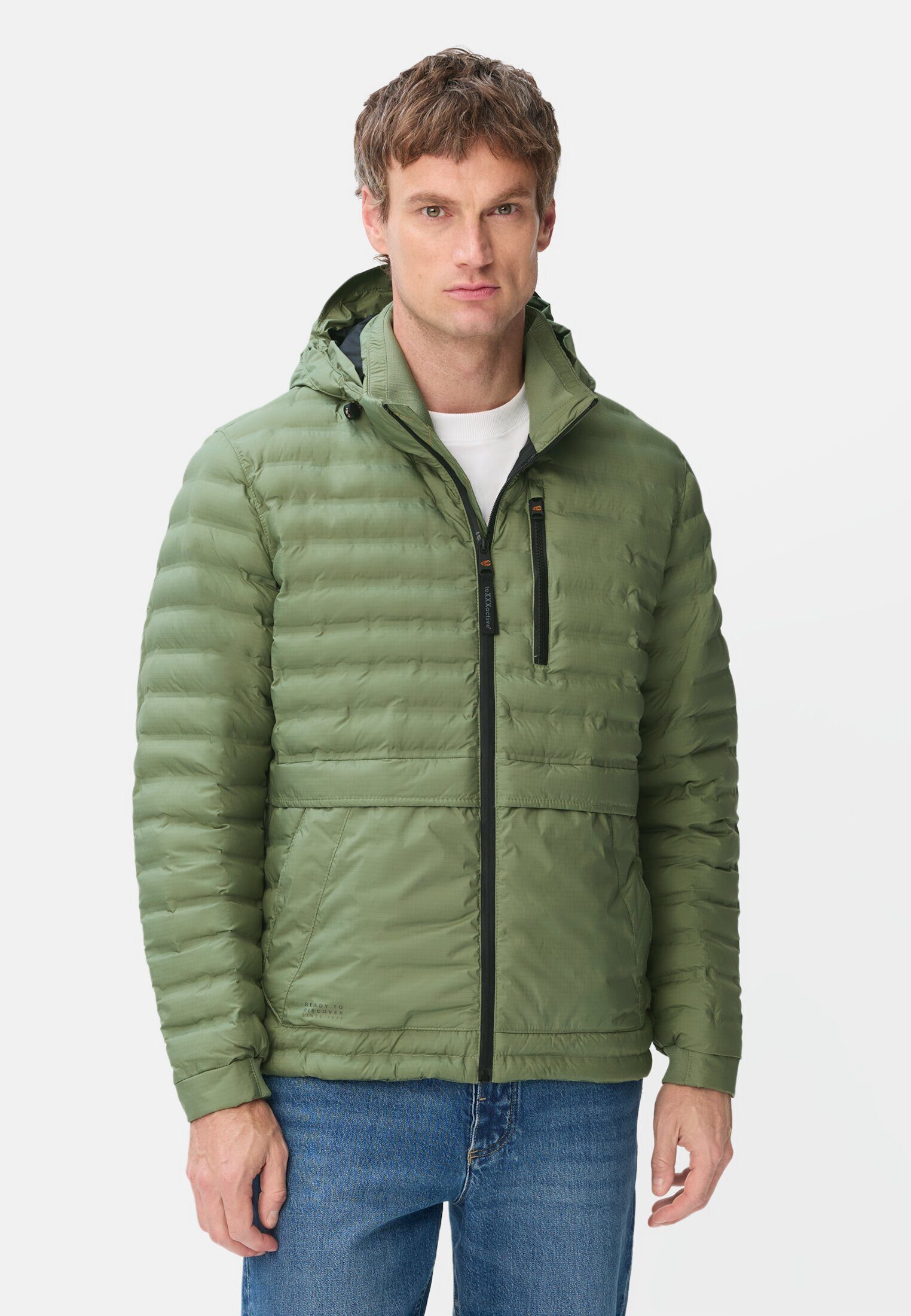 camel active Funktionsjacke mit abnehmbarer Kapuze Langarm Markenlabel