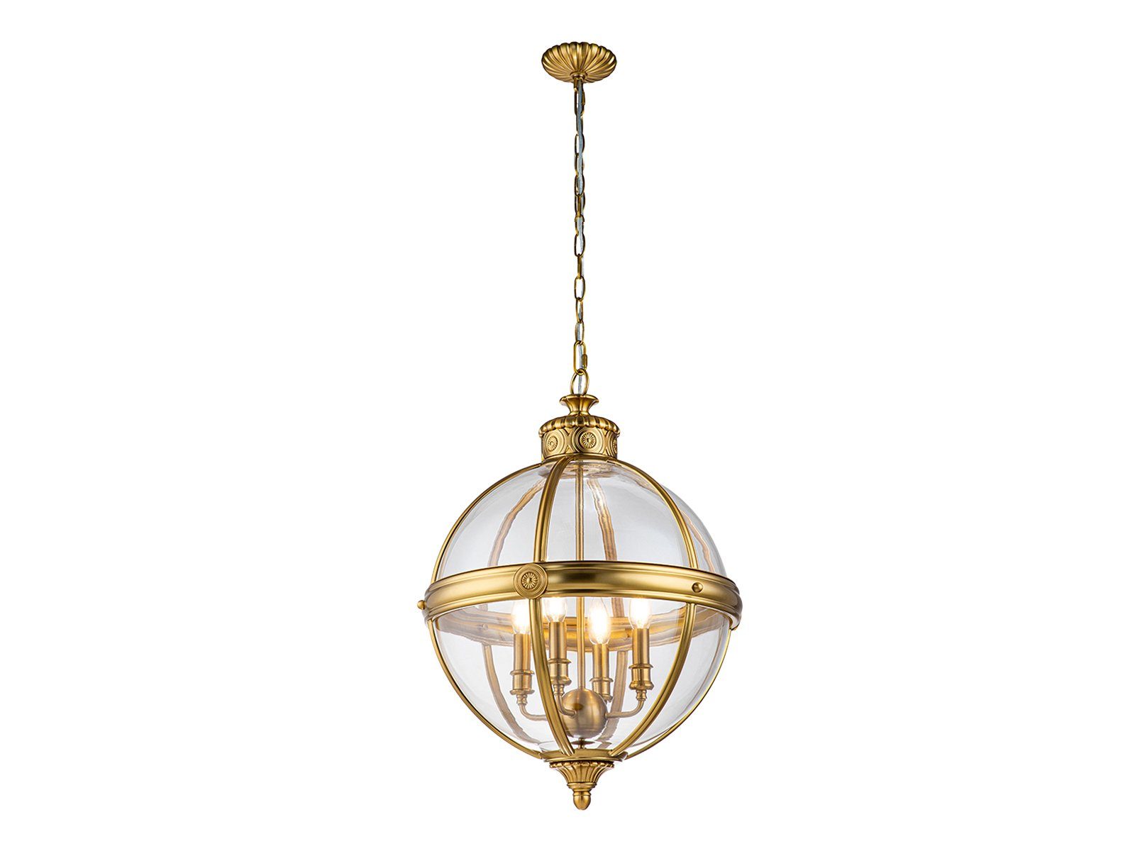FEISS LED Pendelleuchte, LED wechselbar, warmweiß, Jugendstil Glas-kugel hängend Galerie-leuchte für hohe Decken, Ø50cm