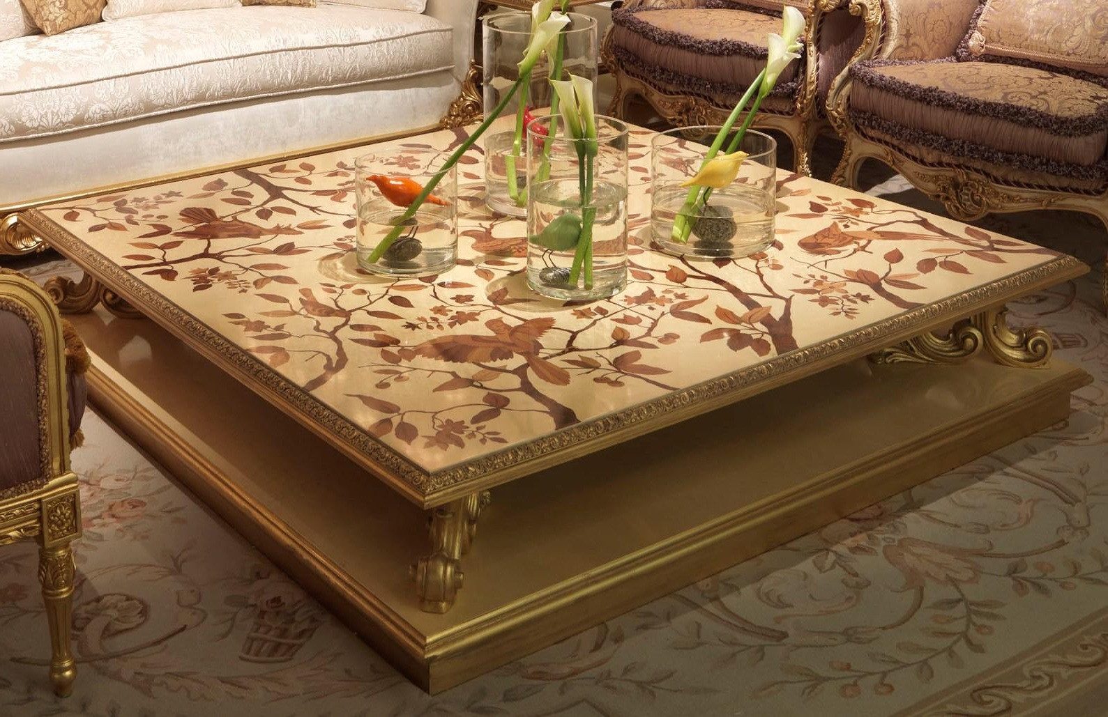 Xlmoebel Couchtisch Royal Beistelltisch aus Holz im barocken Design (Packung, 1-St., Couchtisch), Hergestellt in Europa