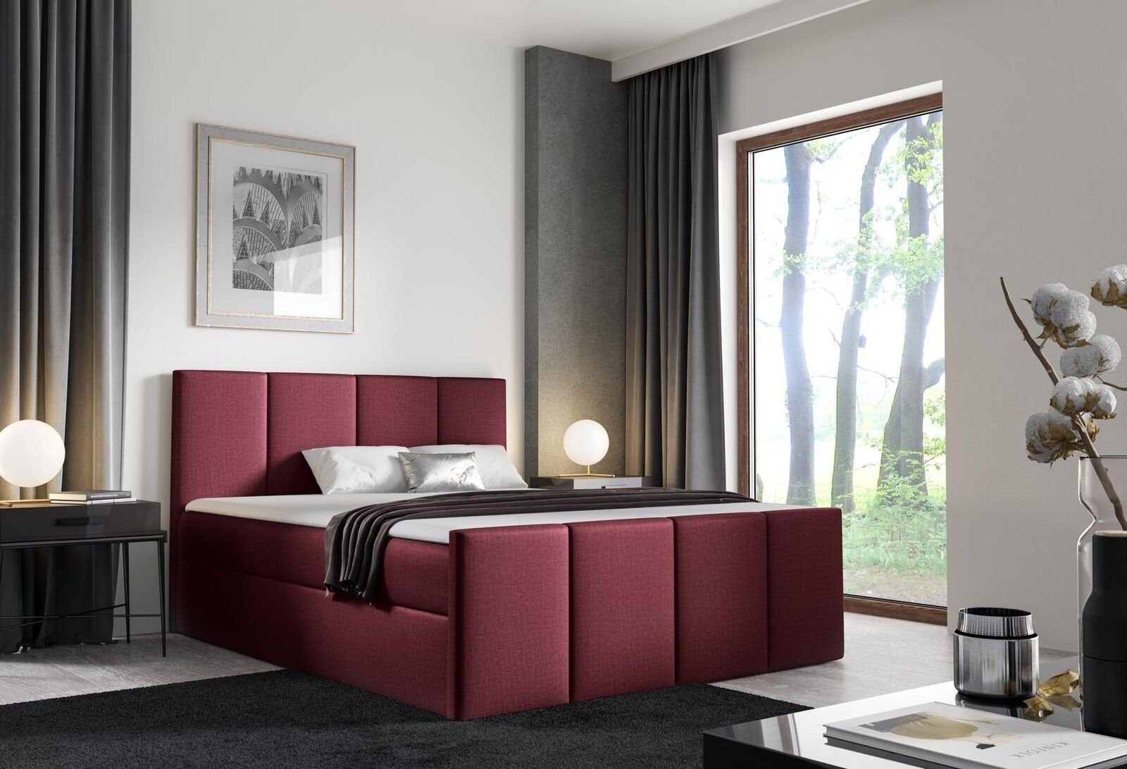 Rot Möbel Design JVmoebel Doppel Schlafzimmer Bettkasten Bett Bett, Hotel Boxspringbett
