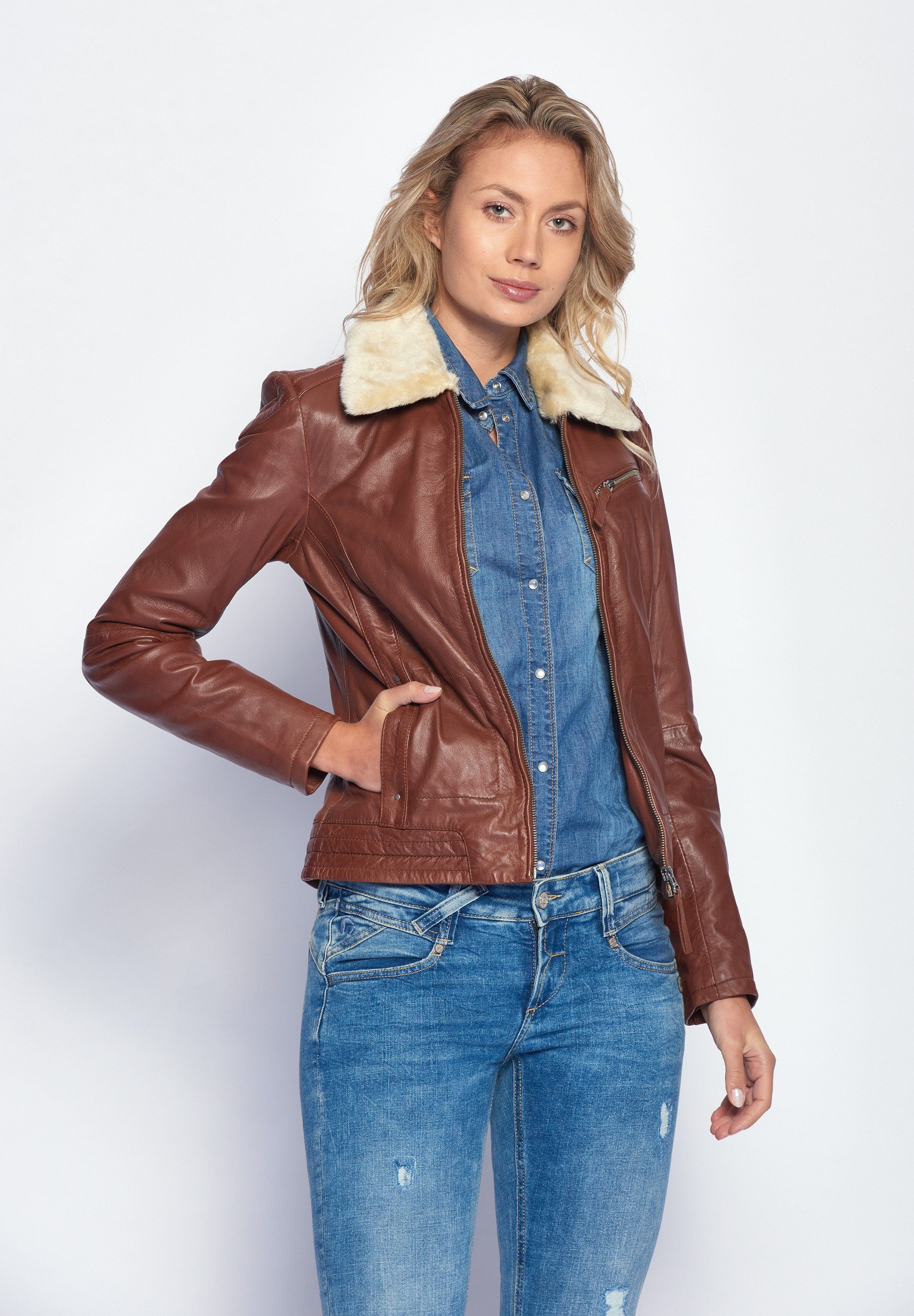 Maze cognac Lederjacke Morelia