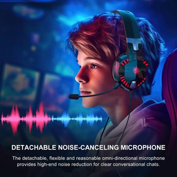 YOTMS Klare Kommunikation im Spiel und während Anrufen Gaming-Headset (mit erstklassiger Audioqualität und vielseitiger Kompatibilität: Genieße drahtloses, kristallklaren Stereo-Sound, mit abnehmbarem Mikrofon mit Geräuschunterdrückung mit Stereo-Sound)