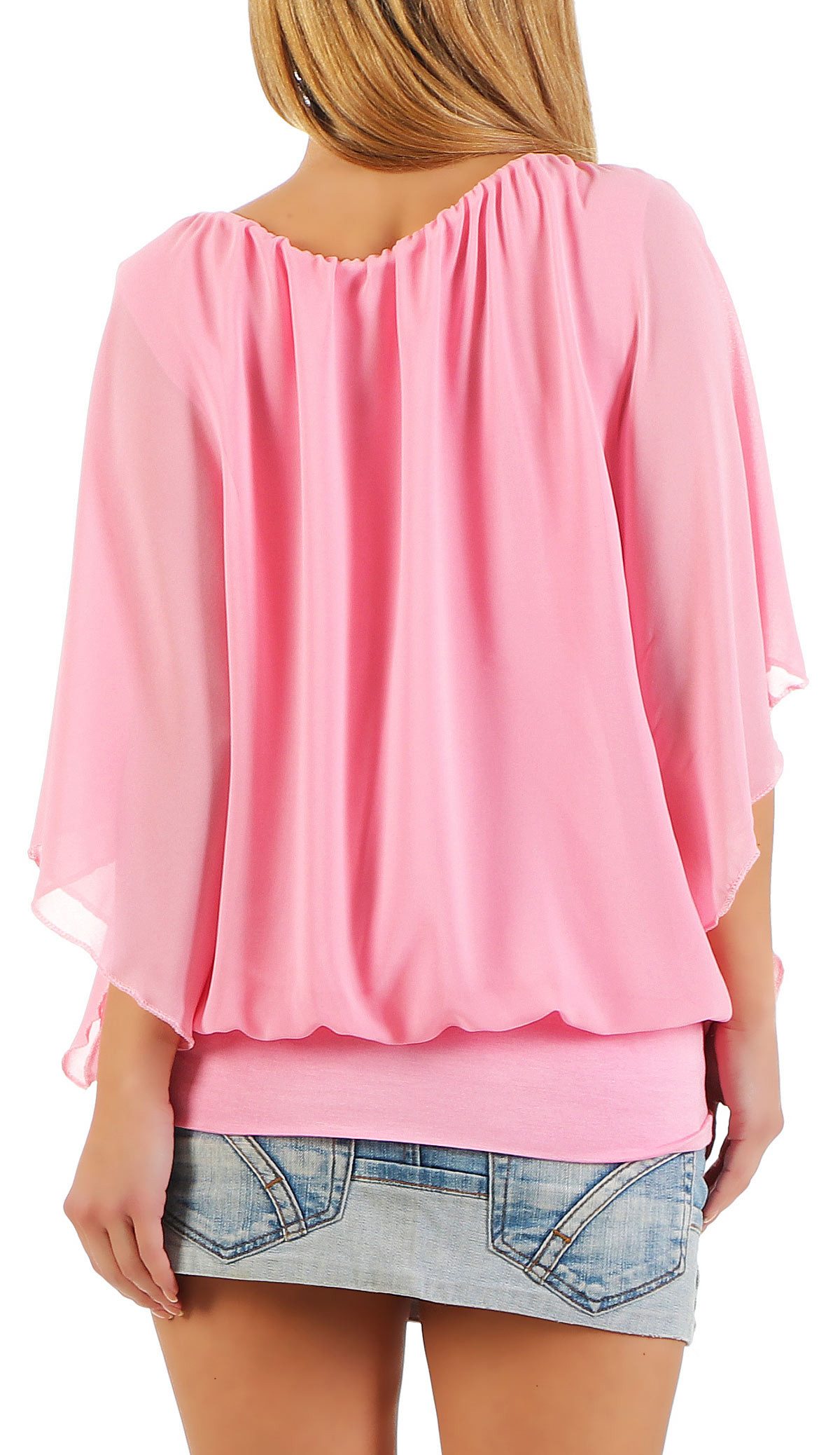 malito more than fashion Chiffonbluse 6296 mit breitem Bund Einheitsgröße