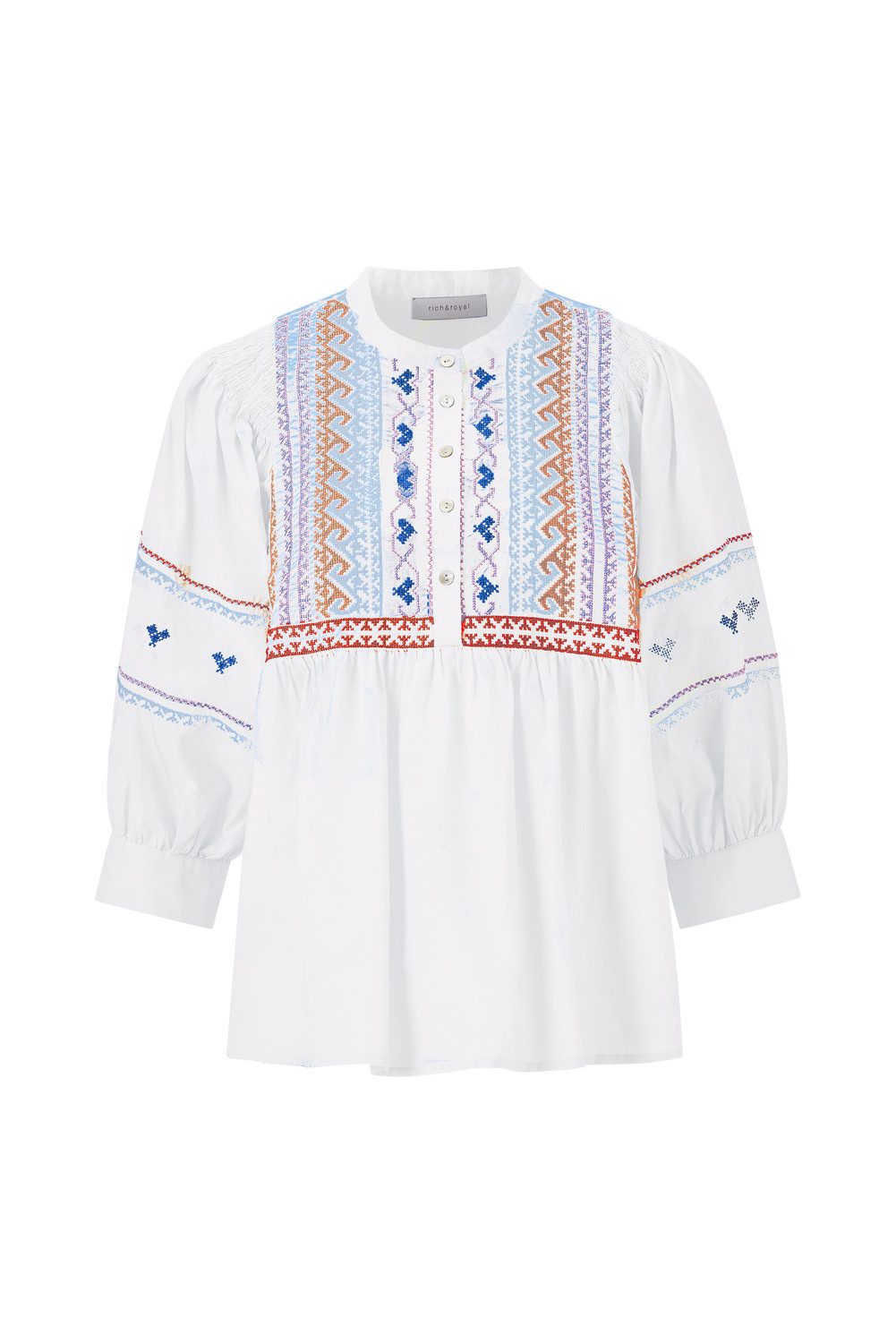 Rich & Royal Blusenshirt blouse with embroidery organic, white