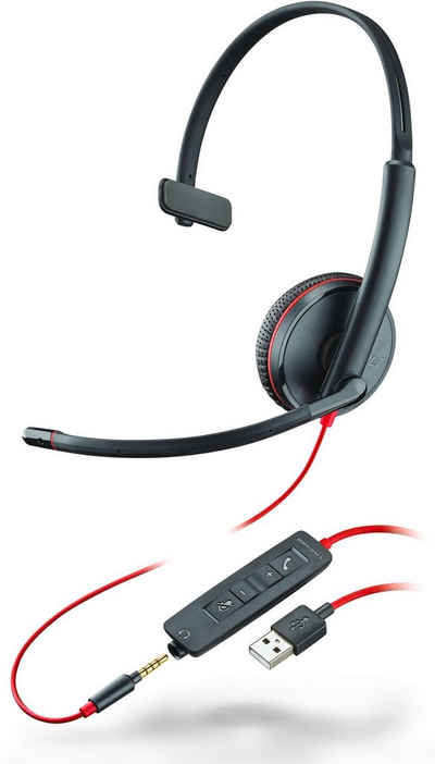 Poly Blackwire C3215 monaural USB-A & 3,5 mm Headset (Noise-Cancelling, Stummschaltung, Mono Kopfhörer, Noise Canceling)