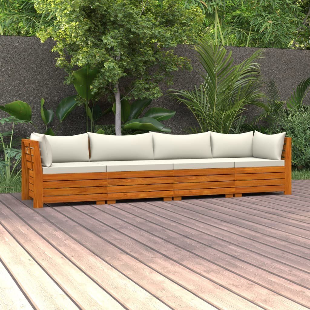 vidaXL Gartenlounge-Set 4-Sitzer-Gartensofa mit Kissen Massivholz Akazie, (1-tlg)