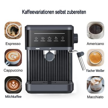 HOUROC Kaffeevollautomat Kaffeevollautomat,Espresso Siebträgermaschine 20 Bar, Kaffeemaschine für den Hausgebrauch, 850W, 1,8 Liter Wassertank