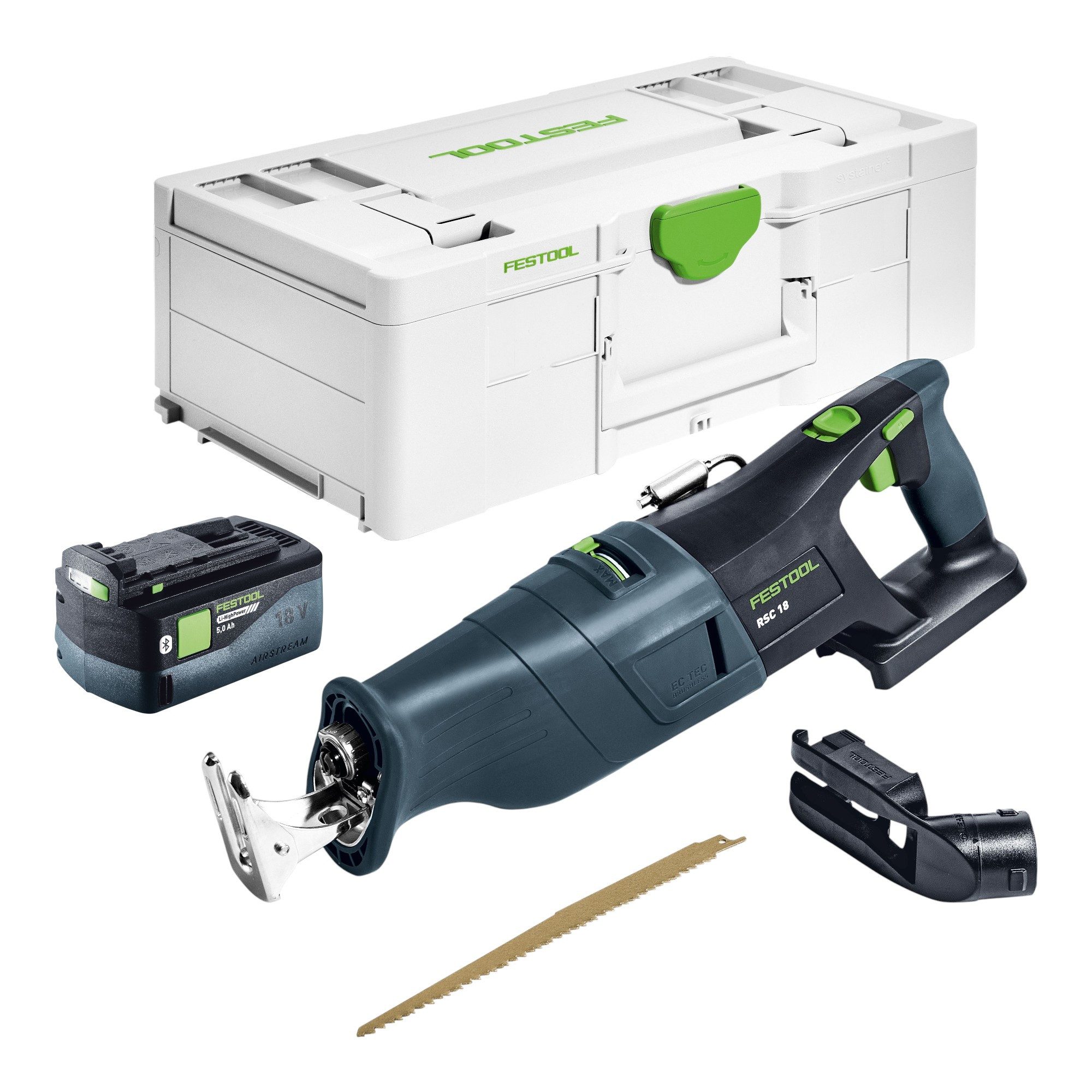 FESTOOL Akku-Reciprosäge RSC 18 EB-Basic Akku Säbelsäge 18 V Brushless + 1x Akku 5,0 Ah