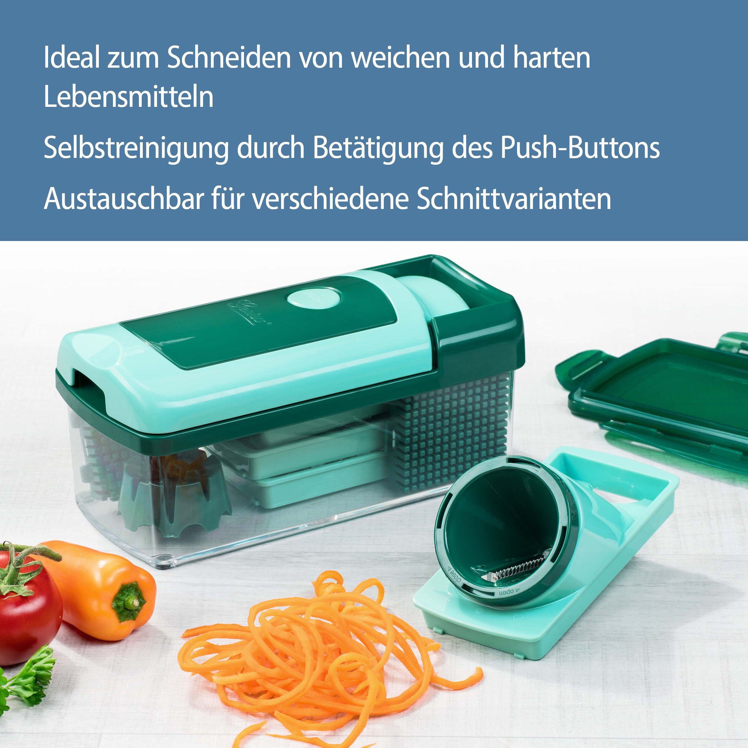 Genius Gemüseschneider Zerkleiner Nicer Dicer Fusion Smart Gemüsehobel manuell, Julietti Spiralschneider für Juliennes, Würfel – Bild 4 von 5