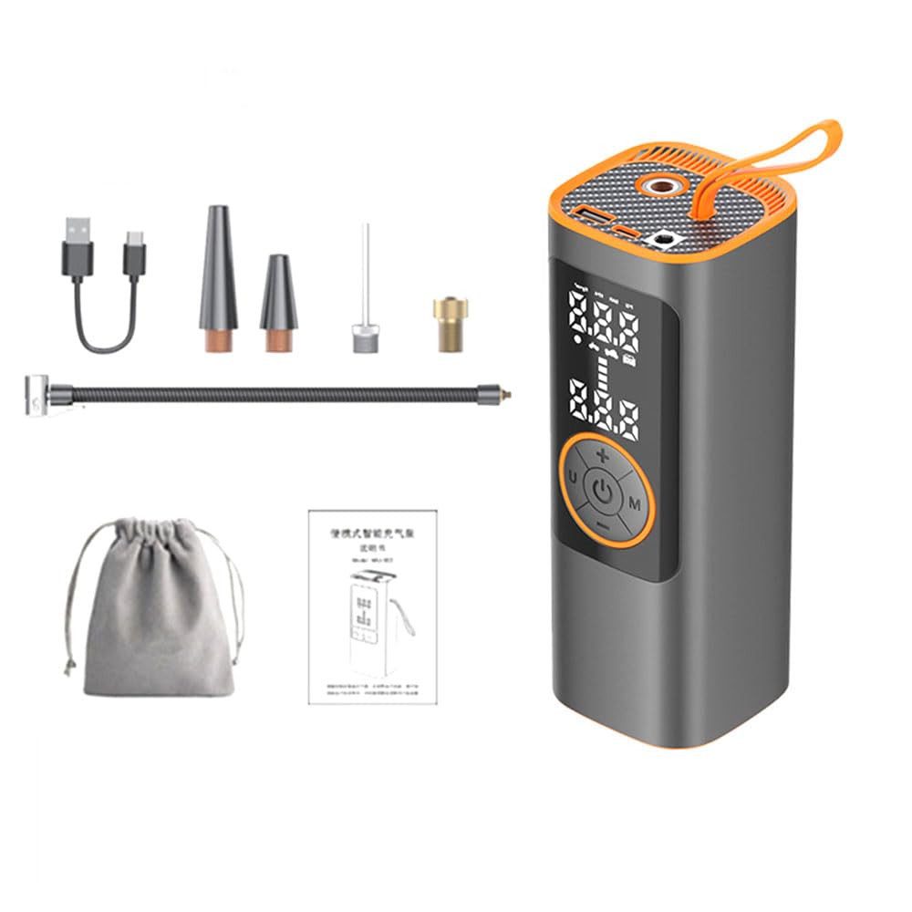 Tekoo Akku-Luftpumpe Kabelloser Kompressor 150 PSI für Auto & E-Bike, 6000mAh Powerbank, Kabellos, 150 PSI Druck, USB-C Powerbank, Metallanschluss