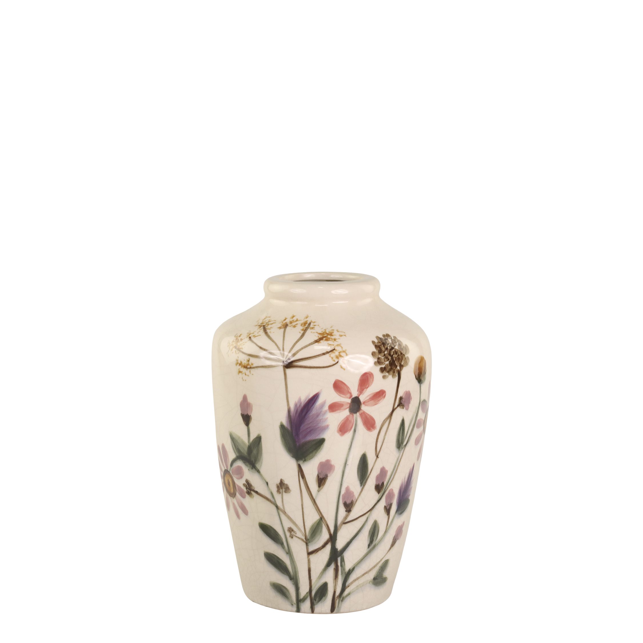 Dekovase Wunderschöne Vase mit Blumenmotiv H25/D17 cm creme