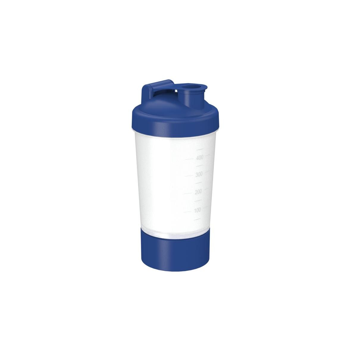elasto Protein Shaker 400ml Fitness shaker mit Pulverfach inkl. Sieb und Skala, Shaker für Eiweiß- & Sportgetränke, auslaufsicher, einfache Reinigung